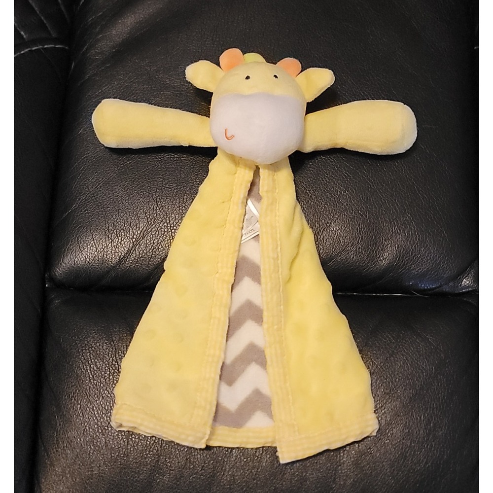 Nursery Rhyme Yellow Giraffe Baby Lovey Plush Minky Dot Chevron Security Blanket
